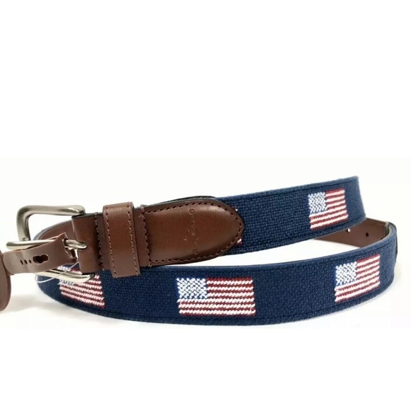 Tommy Bahama Other - Tommy Bahama American Flag Cloth & Leather Belt